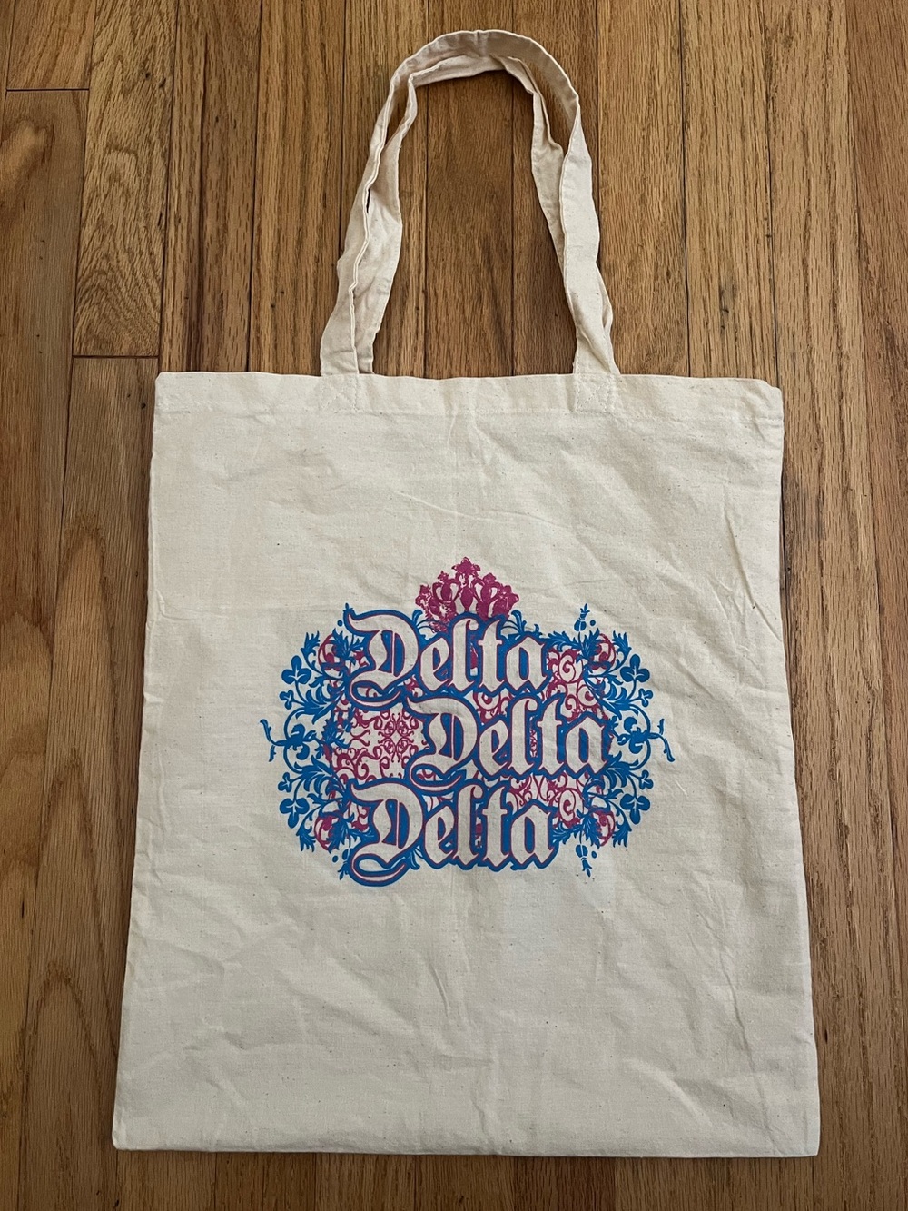 Tri Delta Sorority Greek tote bag w/ keychain & pencil